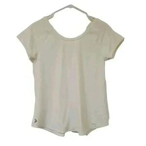 IFIT Women's Ivory Poly/Tencel Short Sleeve V-Back Slit Back T-shirt